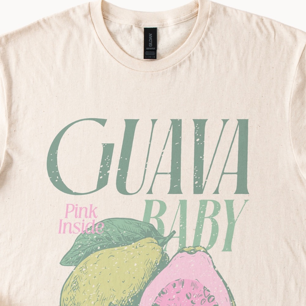 Guava Tropical Graphic Tee Vintage Fruit Hand-Drawn Style Shirt